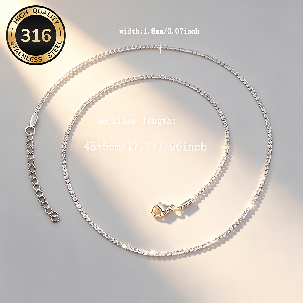 8pcs Stainless Steel Classic Flat S Chain Necklace Set, Durable Gift
